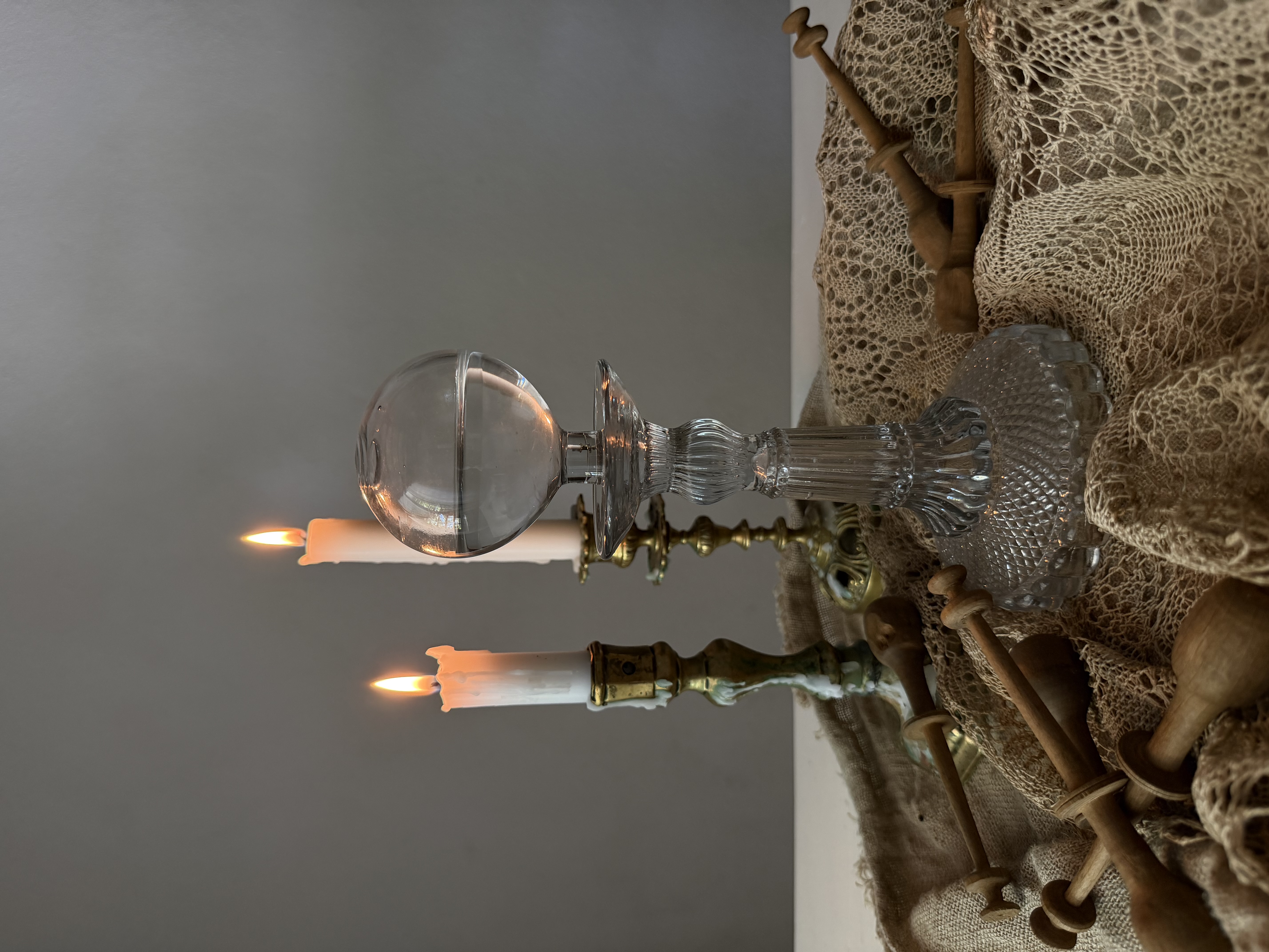 Antique Glass Lace Maker's Lamp