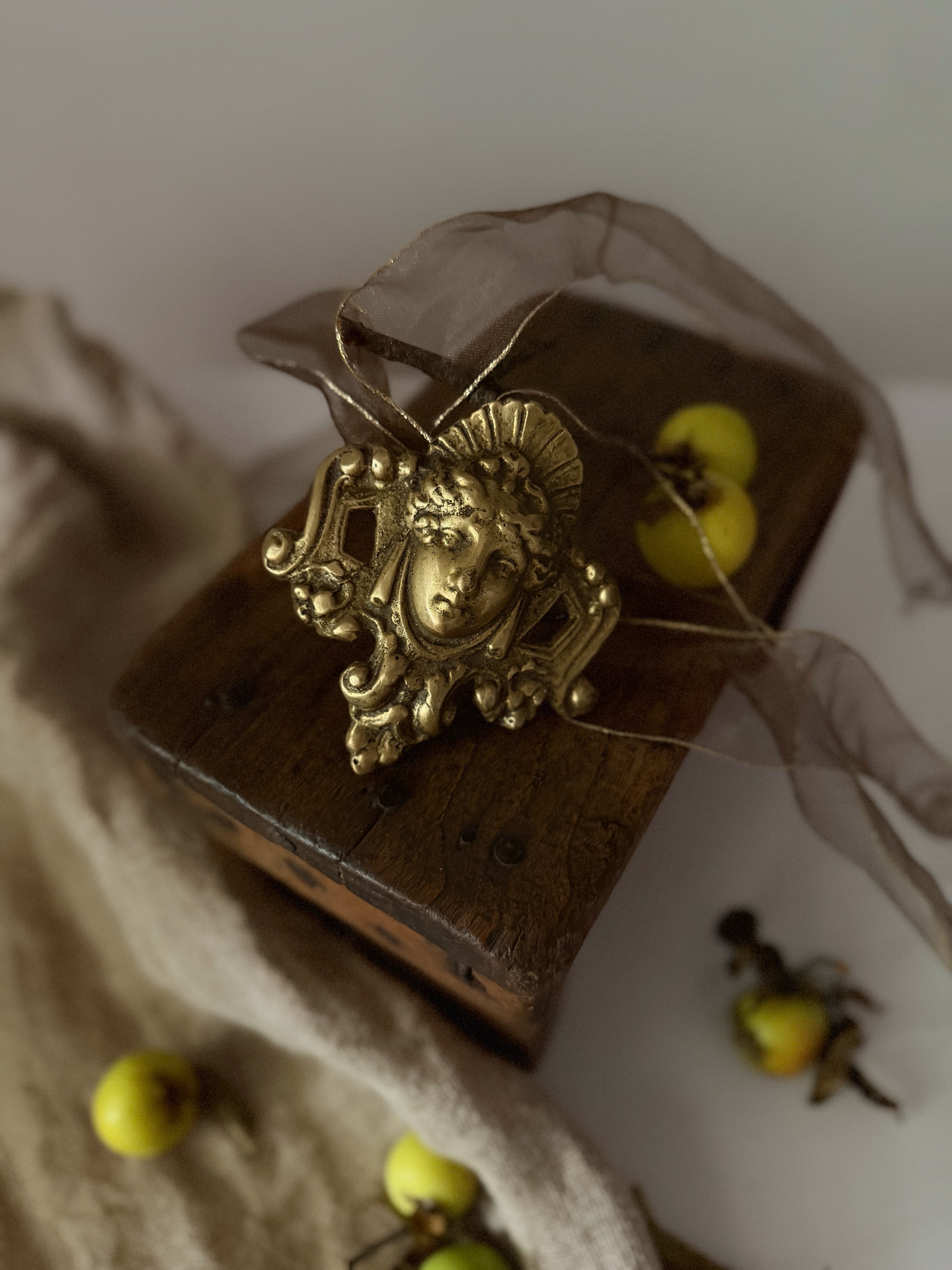 Heavy bronze Rococo mascaron cloak clasp